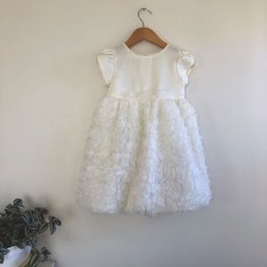 Rosenau White Ruffled Rosette Dress